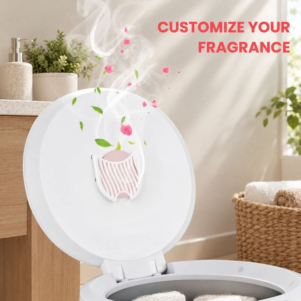 Airfind 20L Bathroom Towel Warmer with Auto Shut, Plastic Frame, 13in x 13in x 18.5in Footprint, White, Easy to use with one-button control design
