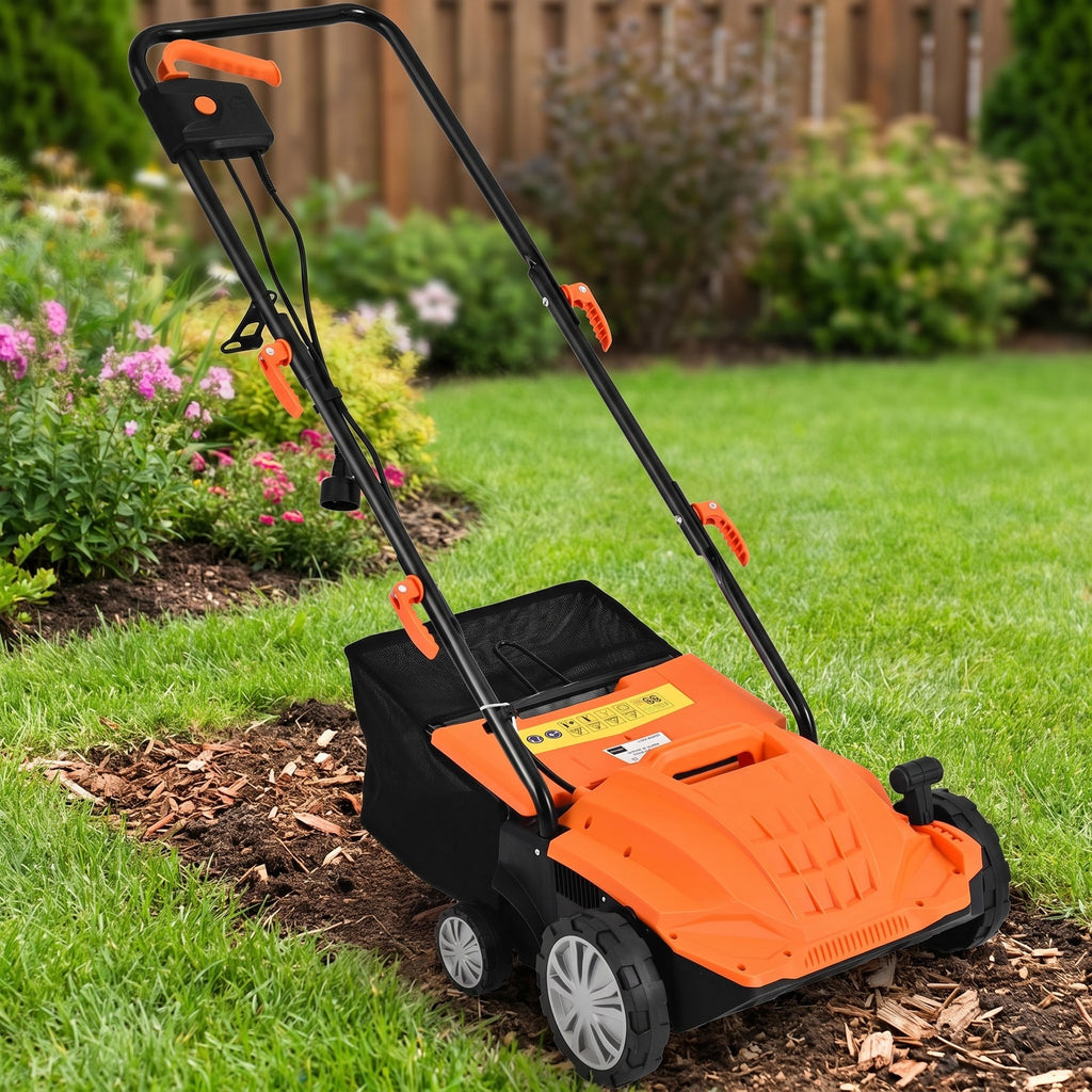Airfind 13 Inch 12 Amp Electric Scarifier with Collection Bag and Removable Blades, PP steel Frame, Orange