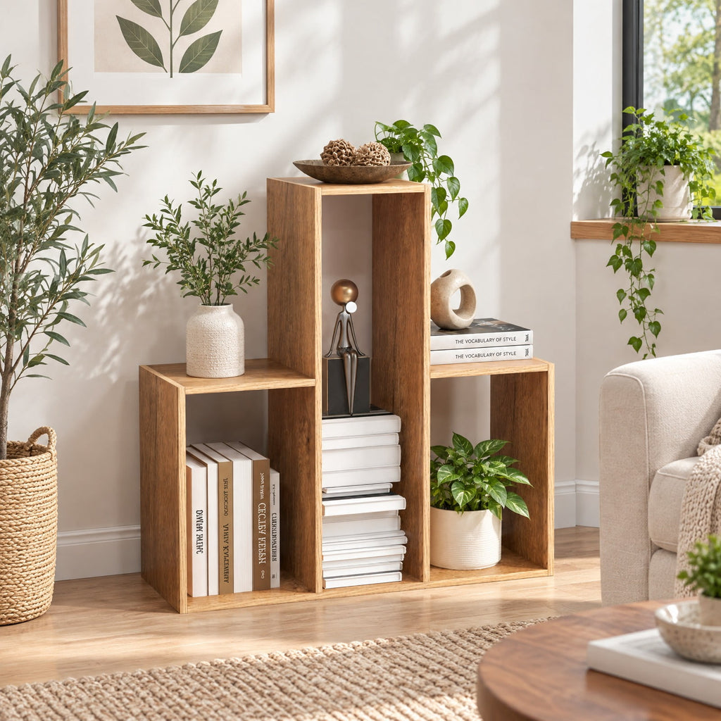 Airfind Convex Bookshelf 3-Shelf Open Bookcase Room Organizer with Anti, 88 lbs Capacity, Engineered Wood Frame, 33 x 11.5 x 33 Footprint