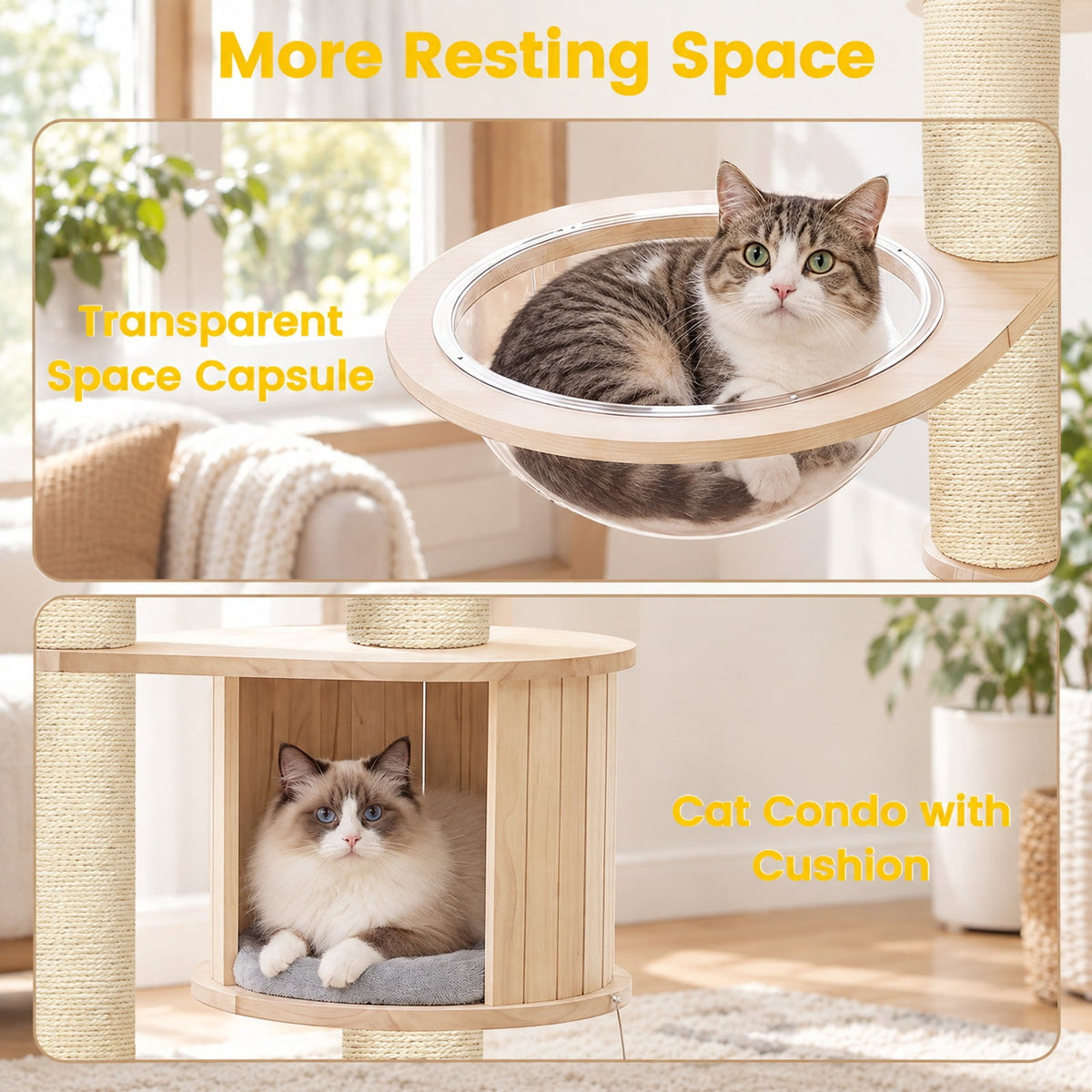 Airfind Cat Tree for Indoor Kittens with Top Perch Condo Space and 3 Hanging Feather Toys, Gray, 4 Inch sisal scratching posts for cats to claw