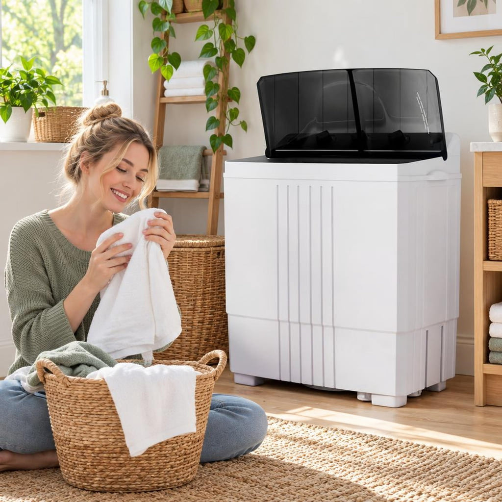 Airfind Portable Washing Machine with Built-in Drain Pump, PP Frame, Black, Suitable for home apartment dorm and RV