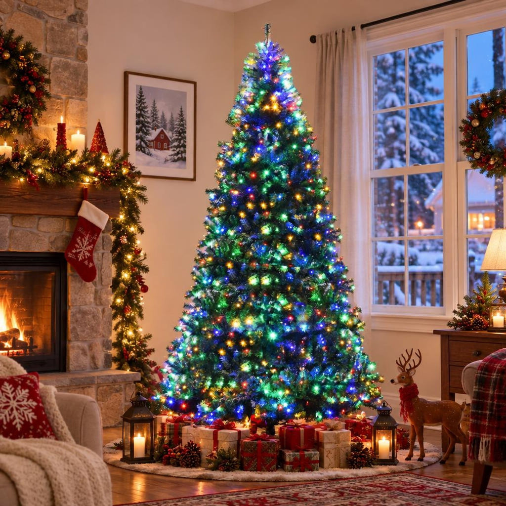 Airfind Artificial Premium Hinged Christmas Tree-9 Feet, PVC Frame, 0.9in x 1.6in x 2in Footprint, Green Adapter: UL-certified