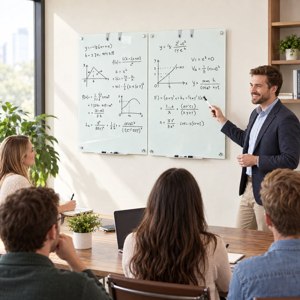 Airfind 36 x 24 Inches Glass Whiteboard with Eraser and Removable Tray, Tempered Glass Galvanized Metal Frame, 36 x 24 x 0.16 Footprint, White