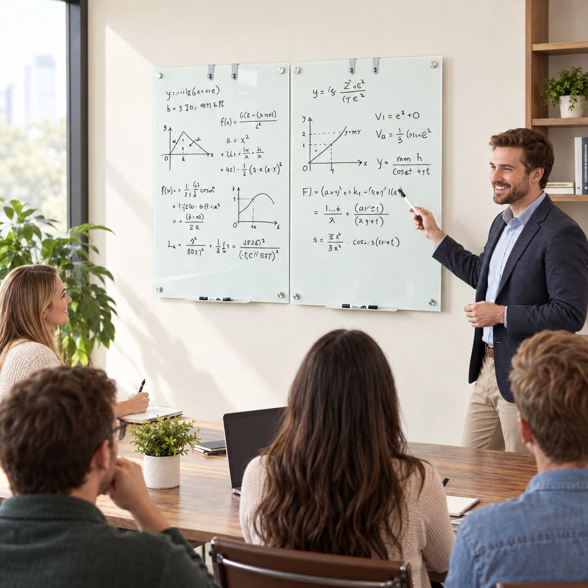 Airfind 36 x 24 Inches Glass Whiteboard with Eraser and Removable Tray, Tempered Glass Galvanized Metal Frame, 36 x 24 x 0.16 Footprint, White