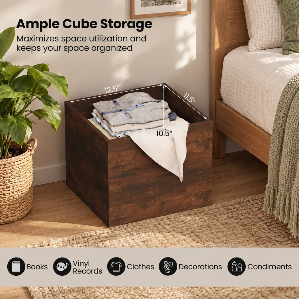 Airfind Cube Storage Organizer Stackable Open Book Shelf Wooden Display Shelving Unit, 55 lbs Capacity, Engineered Wood Frame, Brown