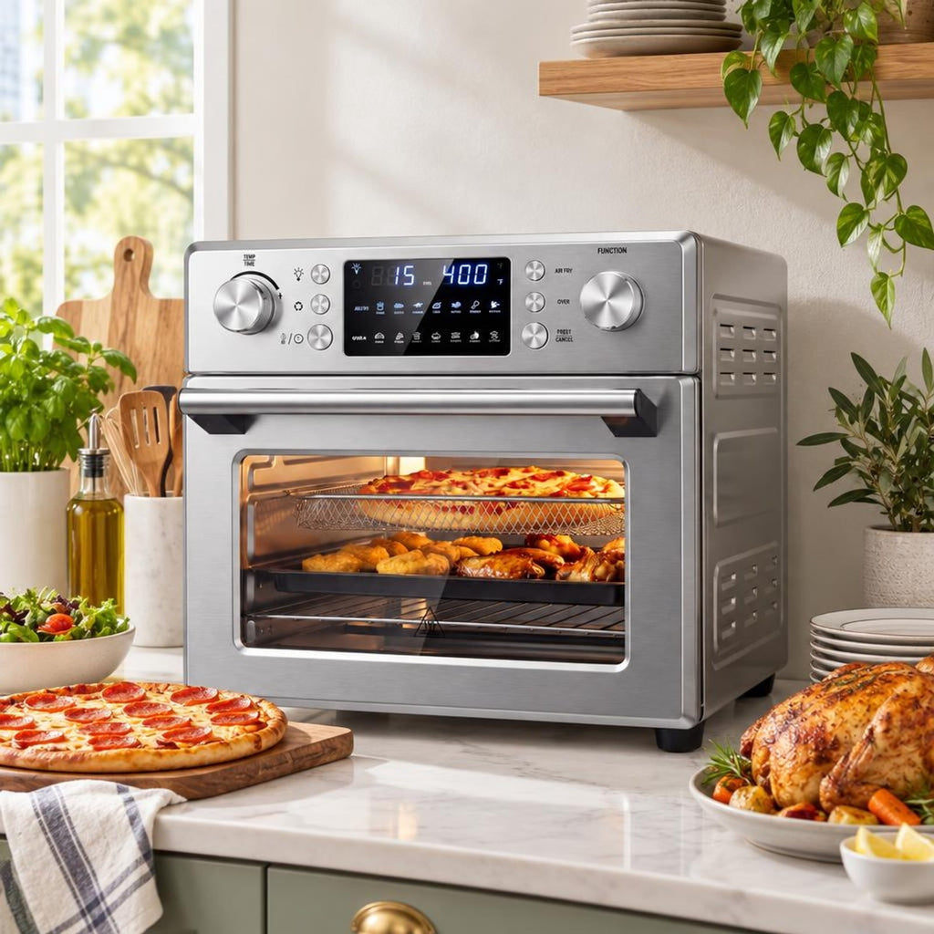Airfind Stainless Steel Countertop Convection Oven with Bake, Stainless Steel Galvanized Metal Frame, 26 Qt/25 L Capacity, Silver