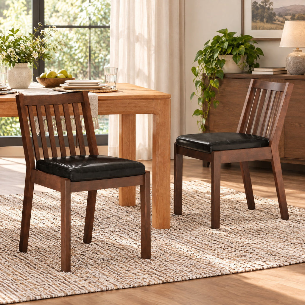 Airfind PU Leather Upholstered Dining Chair with Padded Seat Set of 4, 400 lbs Capacity, Rubber Wood PU Leather Sponge Frame, Espresso