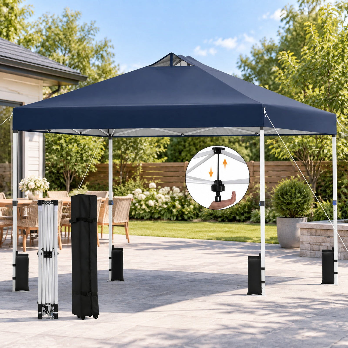 Airfind 10 x 10 Feet Outdoor Commercial Pop up Canopy Tent, 210D Oxford Fabric Metal Frame, 10 x 10 x 8.2-8.8 ft (L x W x H) 3 Footprint, Blue