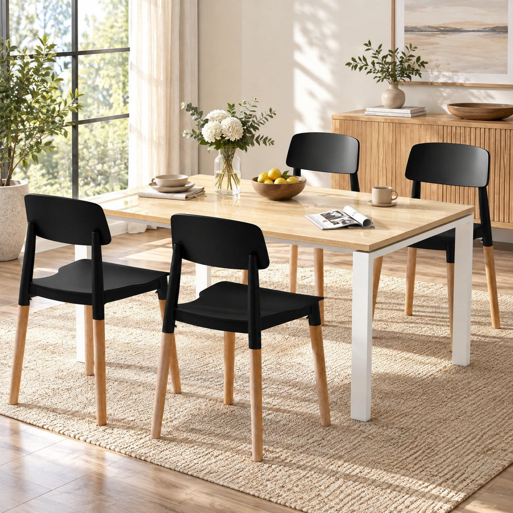 Airfind Modern Dining Side Chairs Set of 4 with Ergonomic Backrest for Dining Room, 330 lbs Capacity, PP Beech Frame, 19.5 x 17 x 30 Footprint