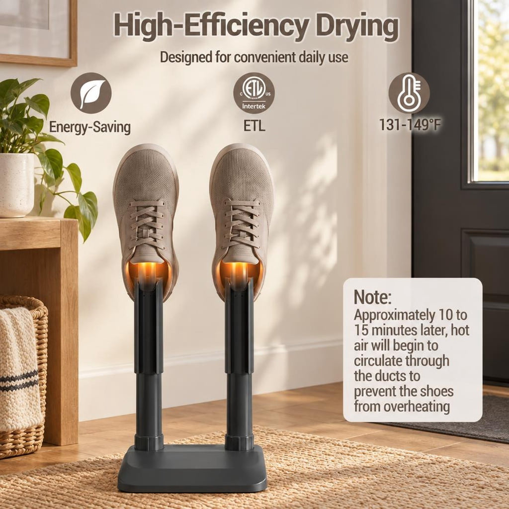 Airfind Electric Shoe Dryer and Boot Warmer with Quiet Fanless Convection Drying for Home and Entryway for Everyday Use, Black