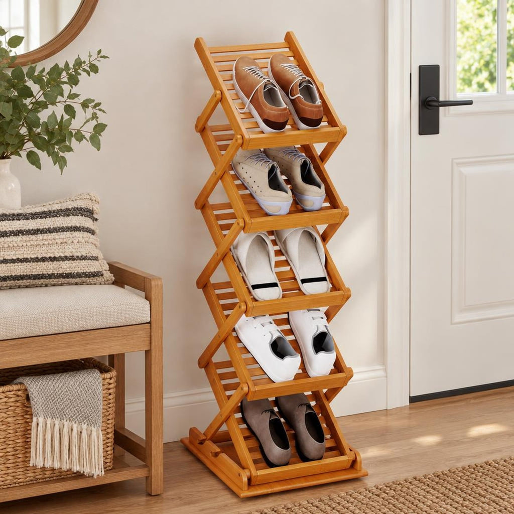 Airfind Foldable Bamboo Magazine Rack with 2 Adjustable Positions, 33 lbs Capacity, Bamboo Frame, 16 x 14 x 39.5 Footprint, Walnut