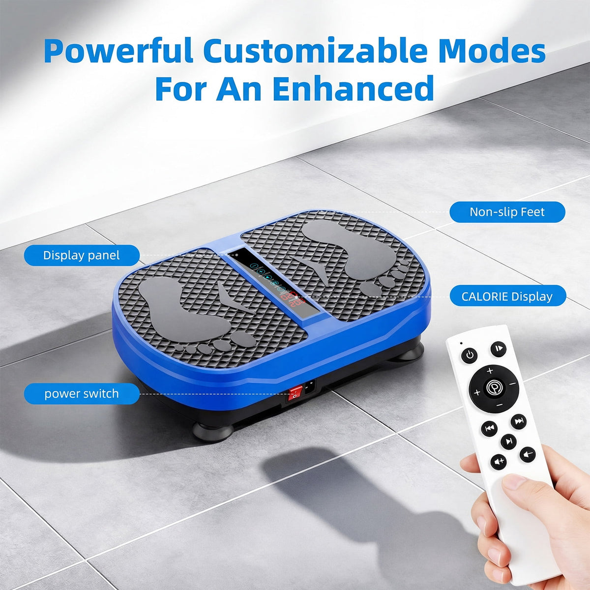 Airfind Vibration Plate Exercise Machine for Lymphatic Drainage, Full Body Workout Vibration Platform with Bluetooth Speaker,2 Loops and 5 Resistance Bands for Home Exercise Gym,450lb Capacity,Blue