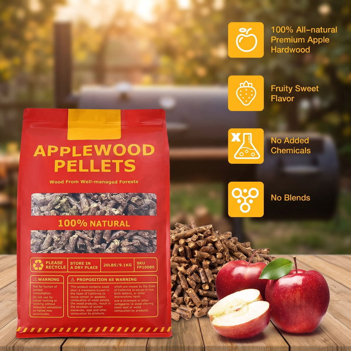 Airfind 20 Pounds Apple Wood Pellets 100% All-Natural for Pellet Grills, Applewood Frame, 13 x 5 x 20 Footprint