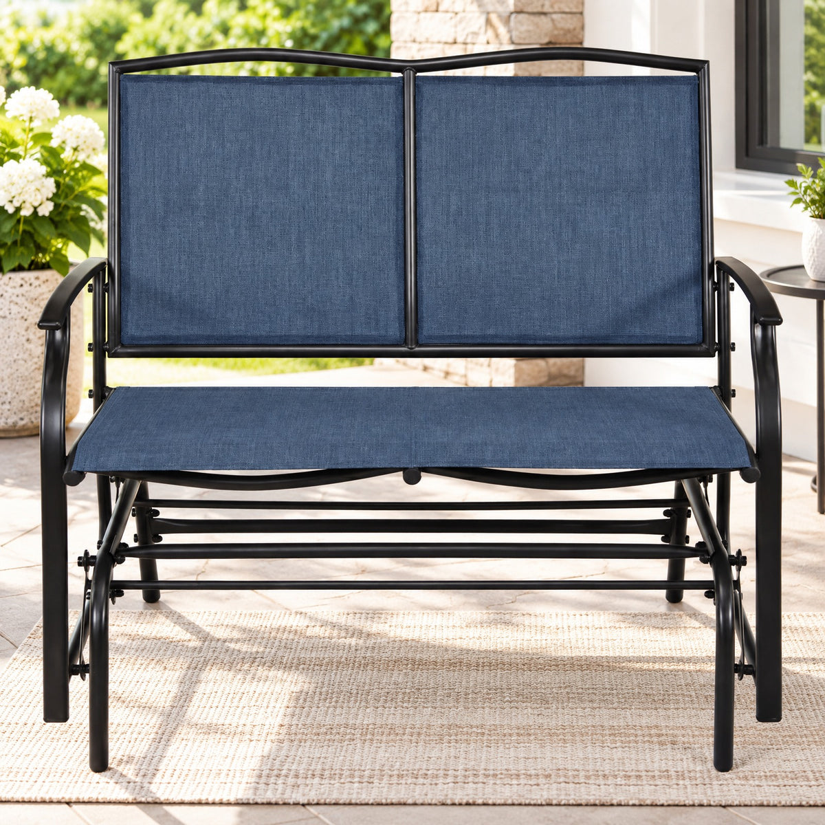 Airfind Iron Patio Rocking Chair for Outdoor Backyard and Lawn, 396 lbs Product weight: 23.5 lbs Capacity, Steel and textilene Frame, Navy