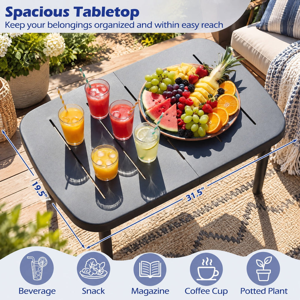 Airfind Rectangular Patio Storage Side Table with Aluminum Alloy Rods for Poolside, 110 lbs Capacity, ABS PP Aluminum Alloy Frame, Gray