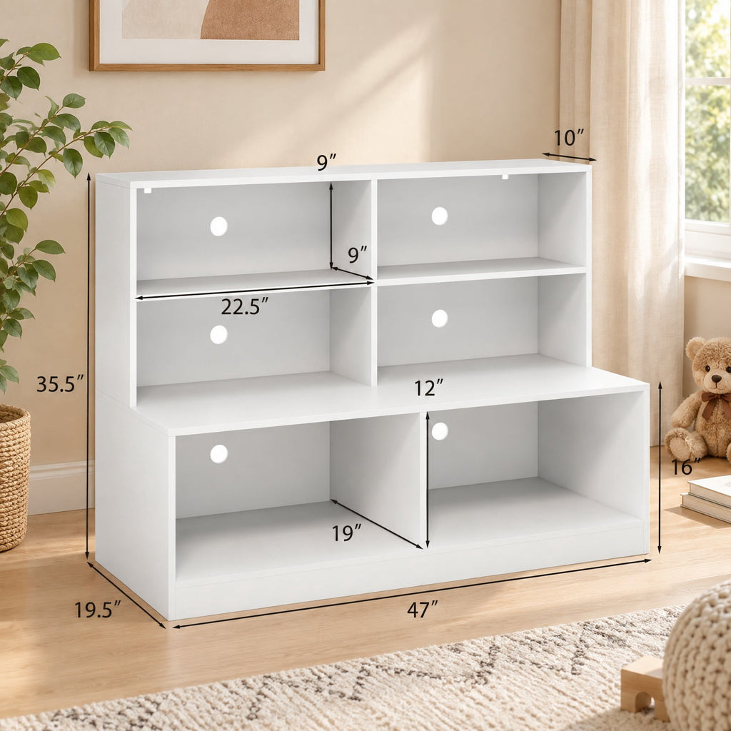 Airfind Entryway Shoe Cabinet with 2 Anti-tipping Kits, 110 lbs Capacity, MDF Frame, 47 x 19.5 x 35.5 Depth of Top Shelf 10 Footprint, White