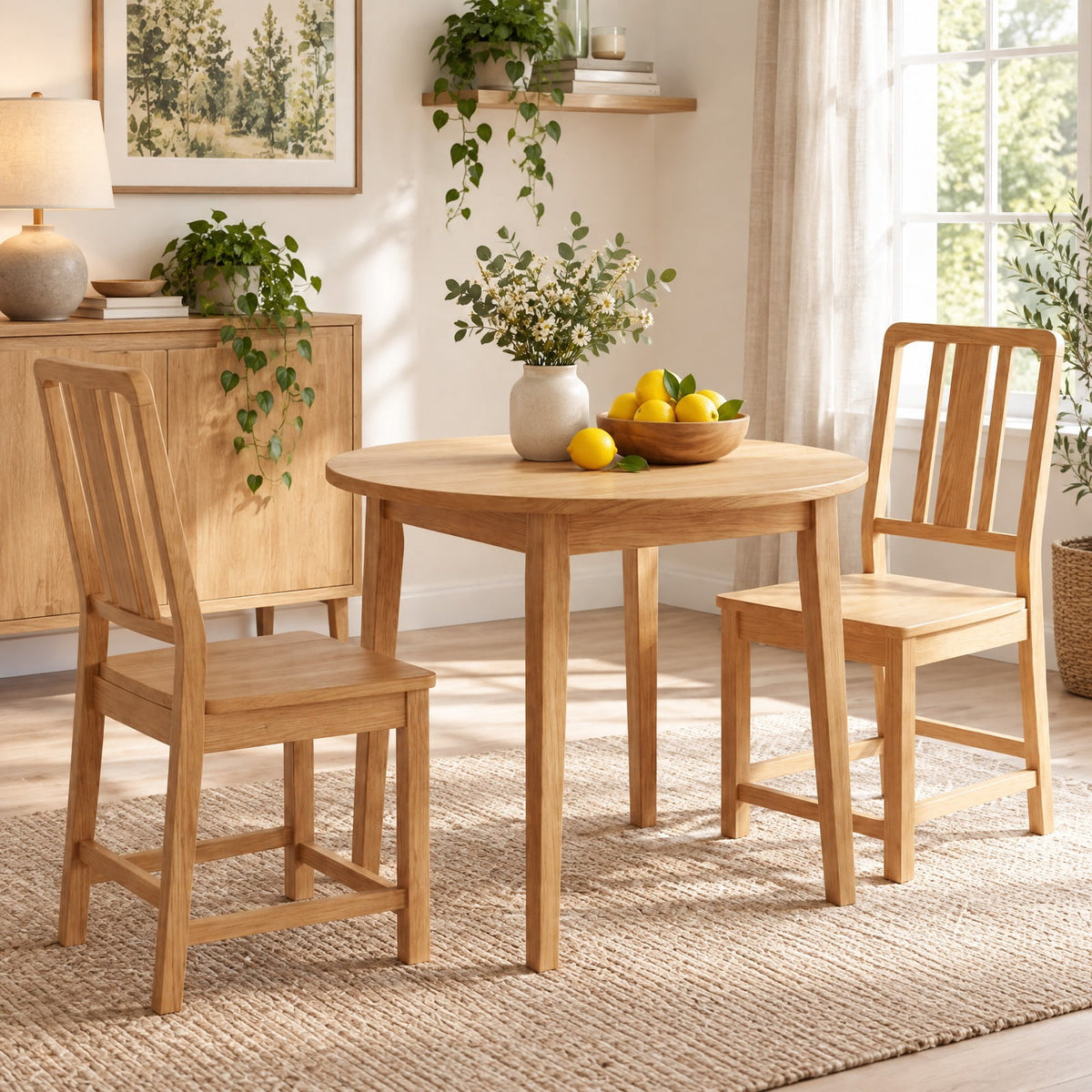 Airfind Rubber Wood Dining Chairs Set of 2 with Hollowed Backrest, Capacity 440 lbs Capacity, Rubber Wood Frame, 21 x 16.5 x 35.5 Footprint