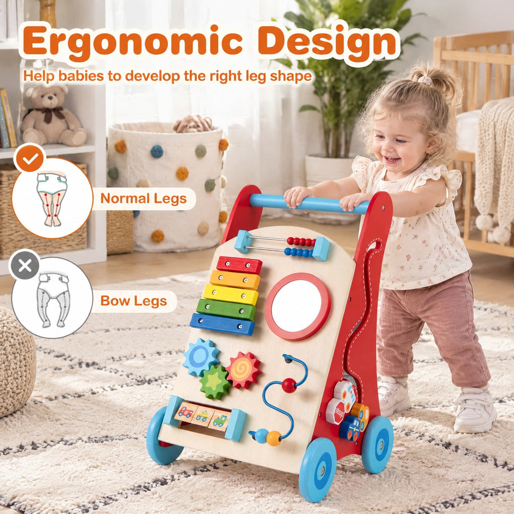 Airfind Child Push Walker with Handle and Wheels for Youth 3 and Years Old, MDF Plywood Solid Wood for Convenient Everyday Use, Unspecified