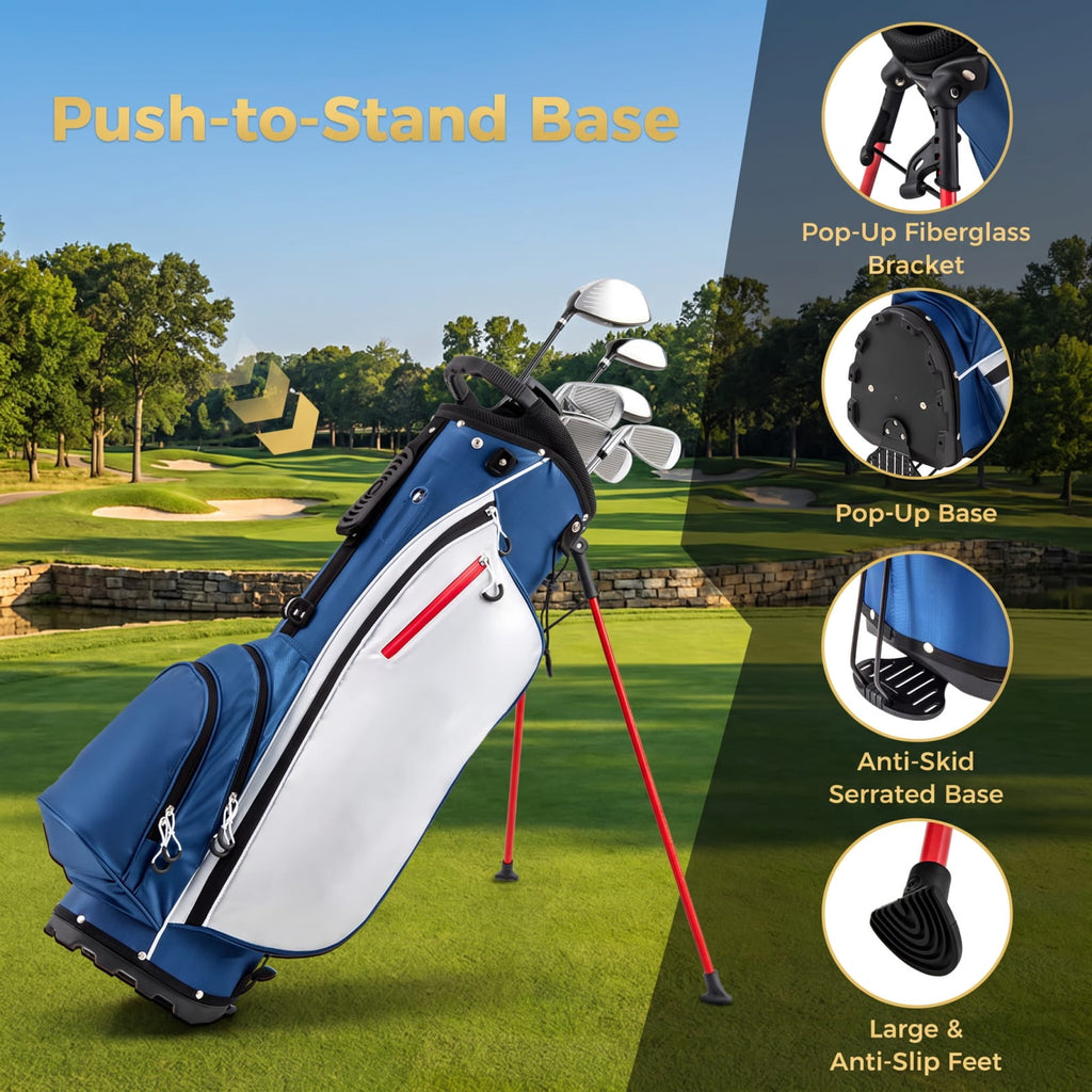Airfind Mens Left Handed Complete Golf Club Set with Woods Irons and Putter and Lightweight Stand Bag and Rain Hood, Blue