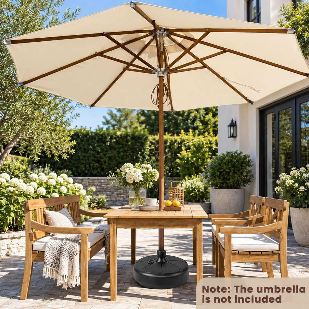 Airfind 27 lbs Fillable Round Umbrella Base Stand for Yard Garden Poolside, HDPE Frame, Black, easily set up or taken down no tools required