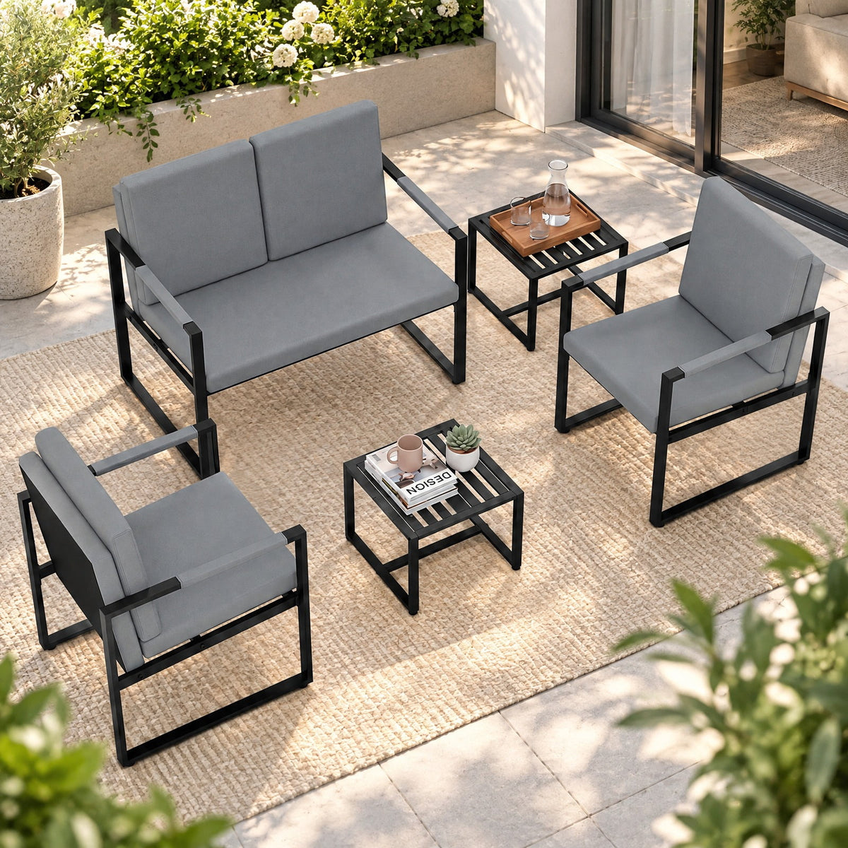 Airfind Mid Century Modern Single, Set of 2, Sofa Chairs with Cushions, 265 lbs Capacity, PU Leather Metal Sponge Frame, 25 Inch x 27.5 Inch x 35.5 Inch, Gray