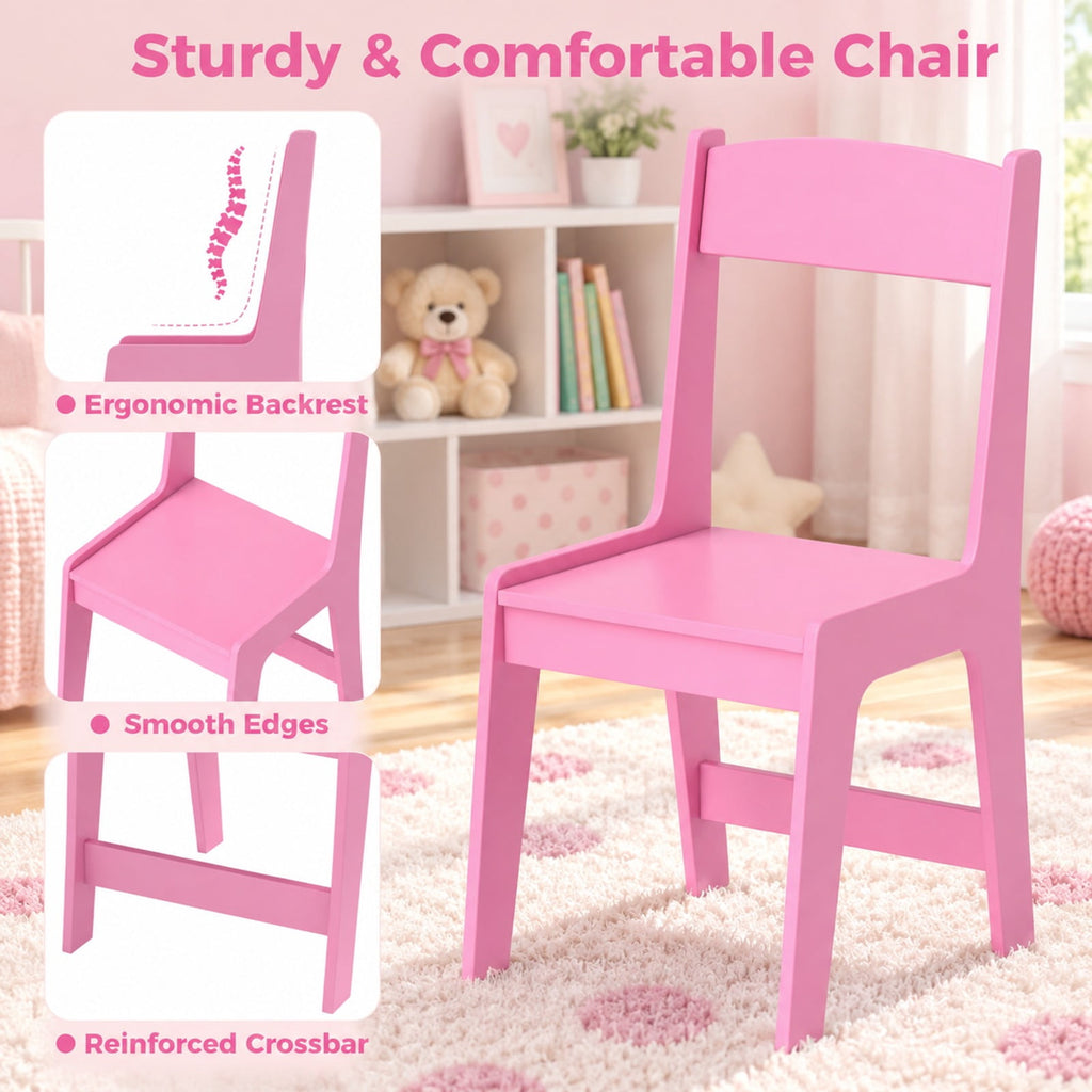 Airfind Kids Study Desk and Chair Set with Chair Hutch and Storage Cabinet for 3+ Years Old, 110 lbs Capacity, MDF Frame, Pink