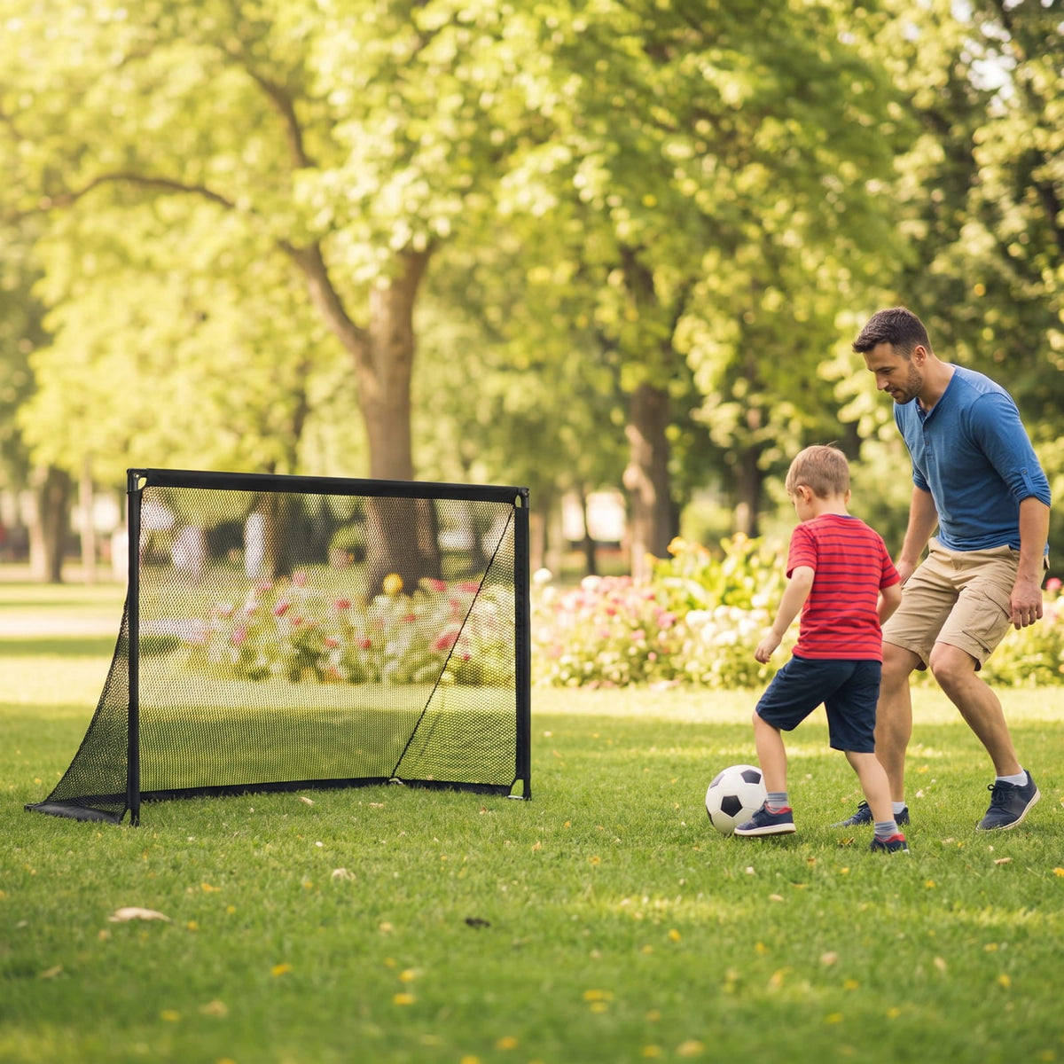Airfind Portable Pop Up Soccer Goal for Kids with Heavy Duty Metal Frame and Ground Stakes for Backyard Training and Outdoor Practice, Black