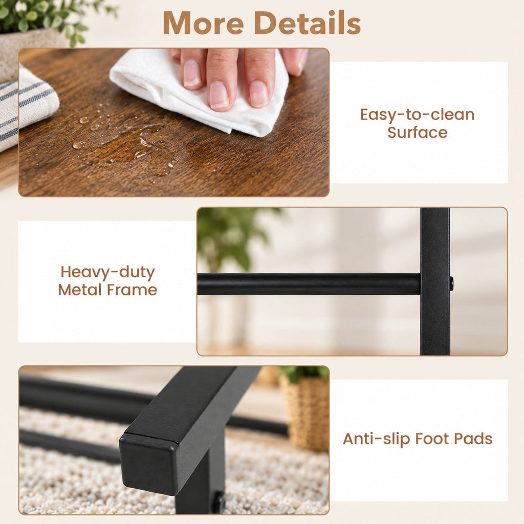 Airfind Coat Rack 4-In-1 Hall Tree with Shoe Bench and Removable Hooks, 220 lbs Capacity, Metal Engineered Wood Frame, Coffee