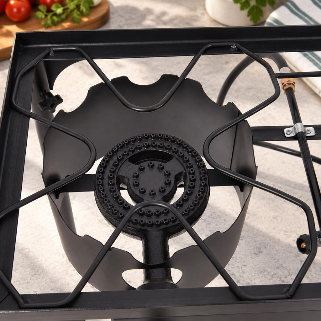 Airfind 150000 BTU Double Burner Outdoor Stove BBQ Grill, Cast iron Frame, 150 000 BTU of cooking power, Fully adjustable heat dial per burner