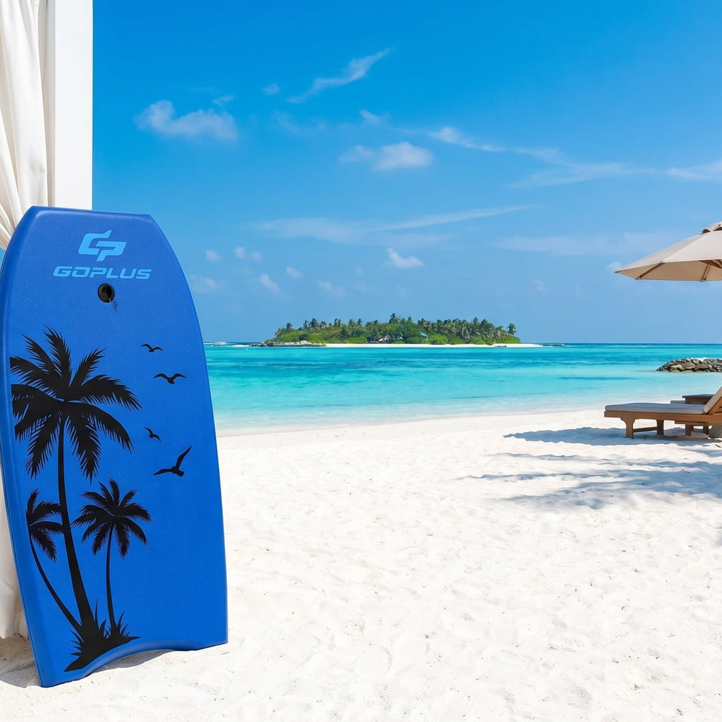 Airfind 41 Inch Ultra-Light IXPE Bodyboard for Adults ¡ª Cool-Touch Deck, EPS Core, HDPE Slick Bottom, Crescent Tail, Coiled Wrist Leash (Blue)