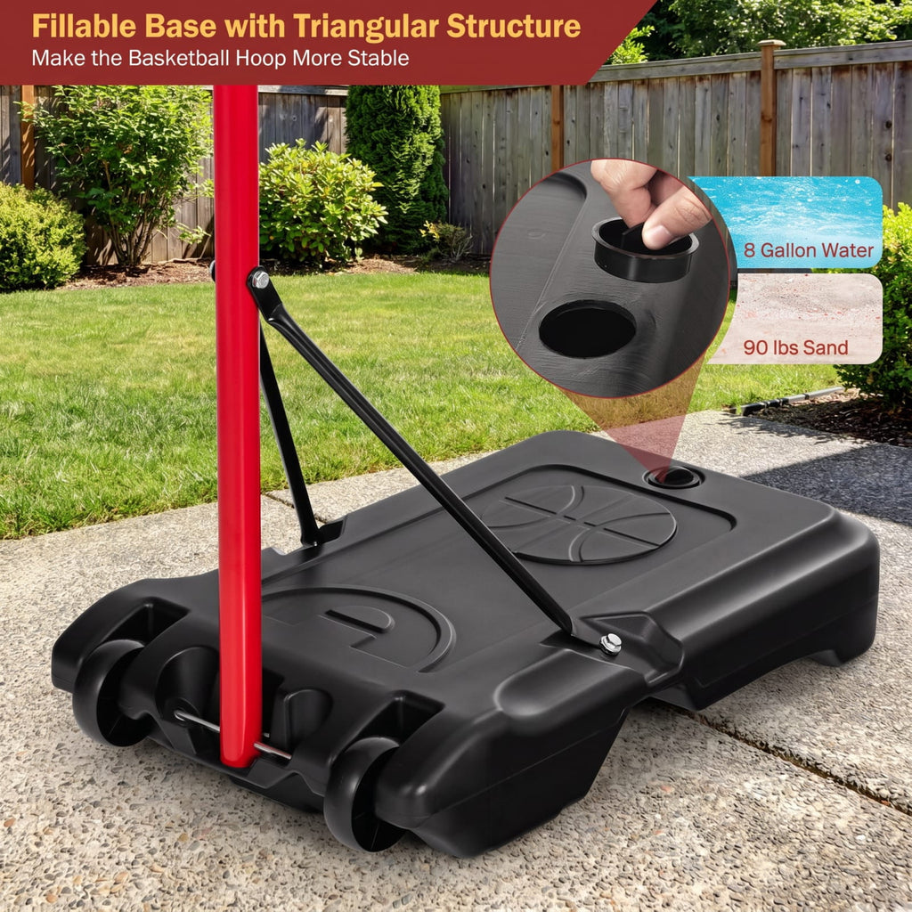 Airfind Portable Basketball Hoop with 5.5 to 7.5 Foot Adjustable Height Shatterproof HDPE Backboard and Fillable Base with Wheels, Black