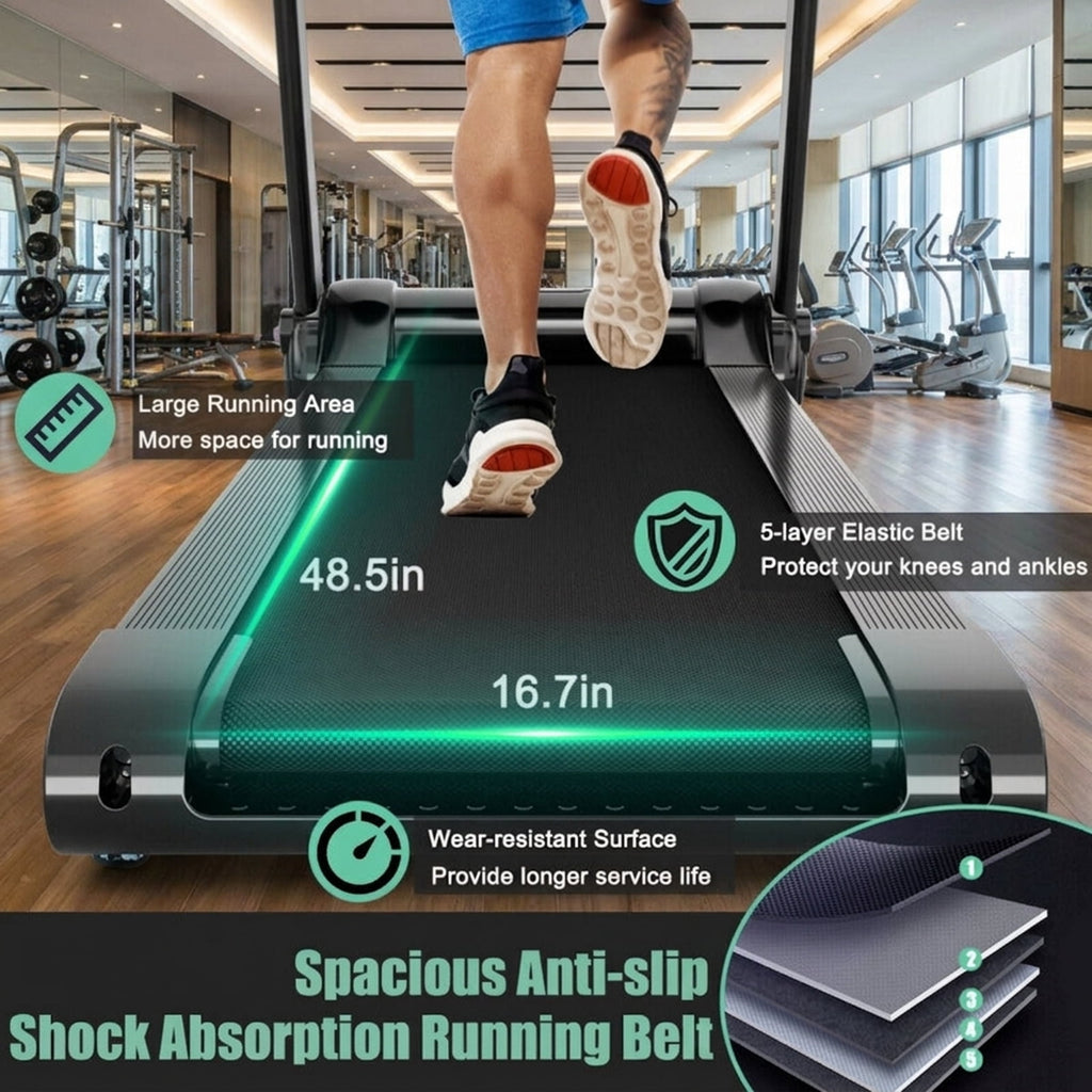 Airfind 3-in-1 Folding Treadmill with Incline 3 HP Walking Treadmill for Home with Smart App and Bluetooth Speaker and Heart Rate Monitor, Blue