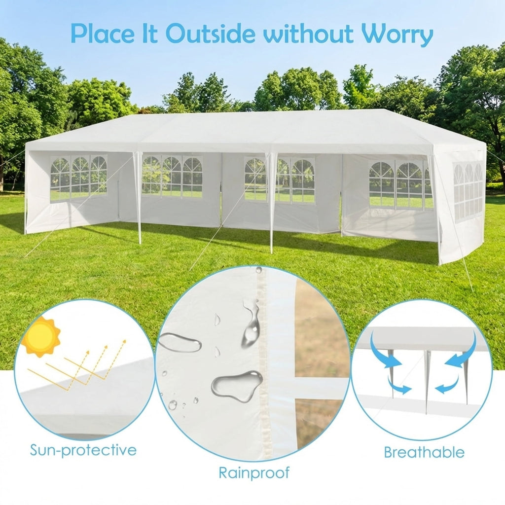 Airfind 10ftx30ft Party Canopy Tent, 5 Sidewalls, White