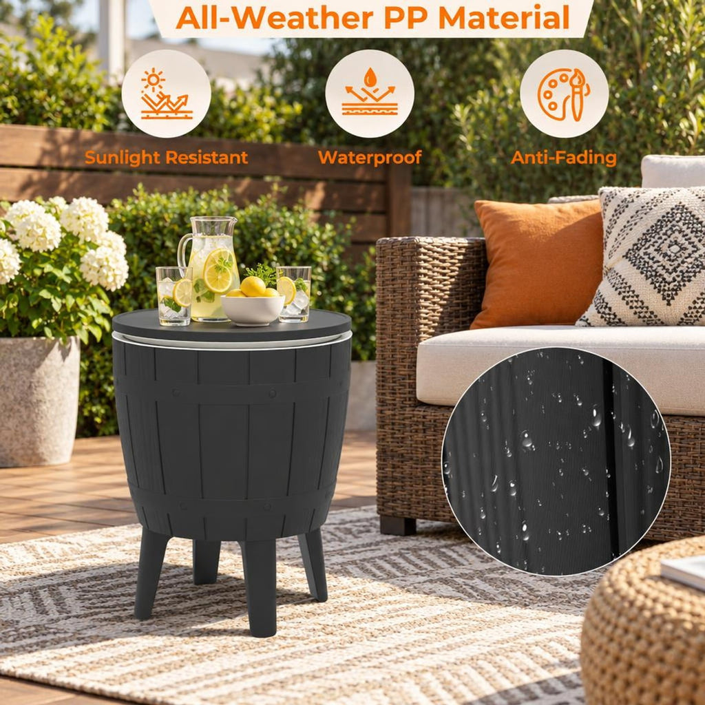 Airfind 10 Gallon Cooler Bar Table Outdoor Coffee Table Ice Bucket with Telescopic Tabletop for Beer and Wine, 110 lbs Bucket Capacity, Black