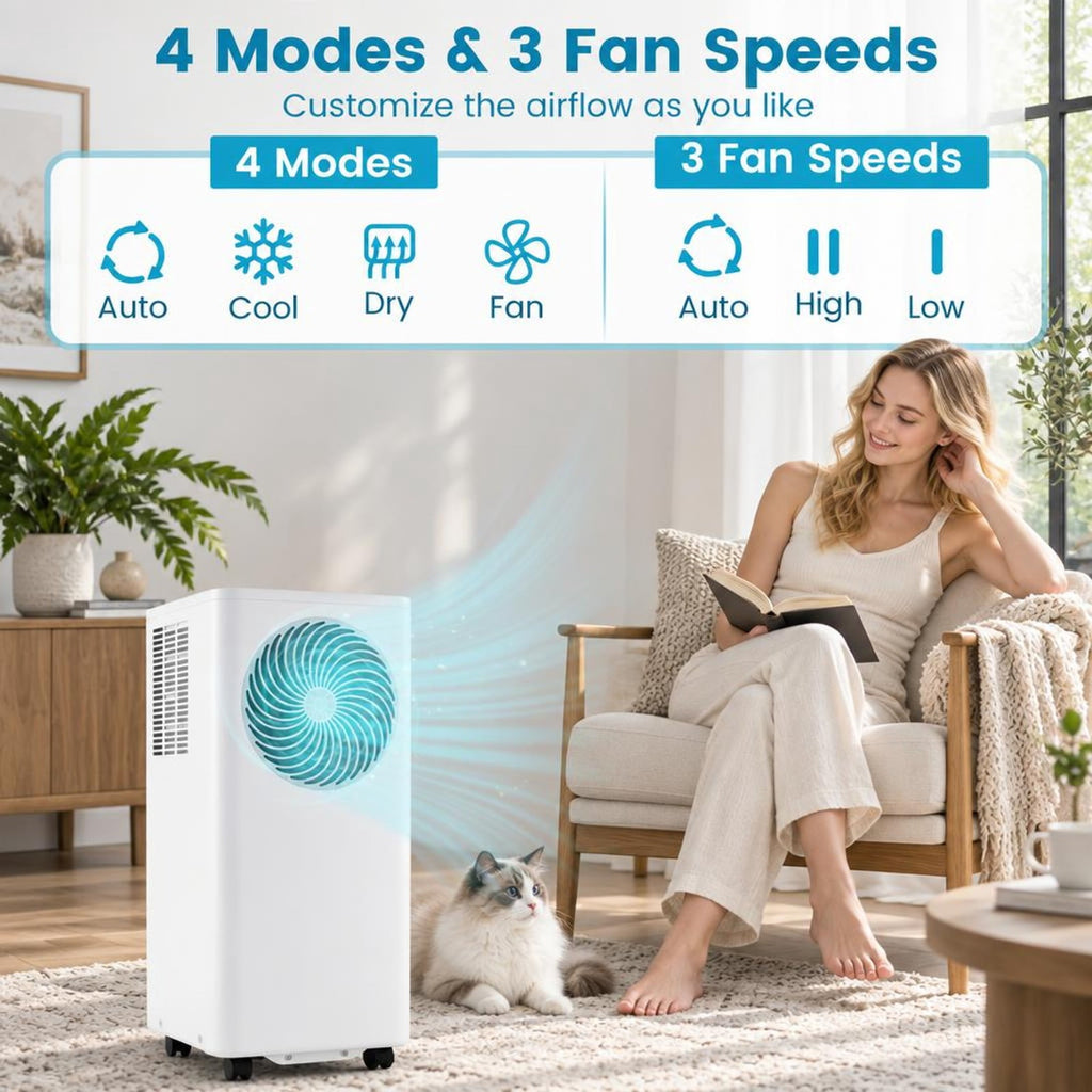 Airfind 8200/10000 BTU Portable Air Conditioner 3-in-1 Stand up AC Unit with Dehumidifier-8200 BTU, HIPS ABS Frame, White