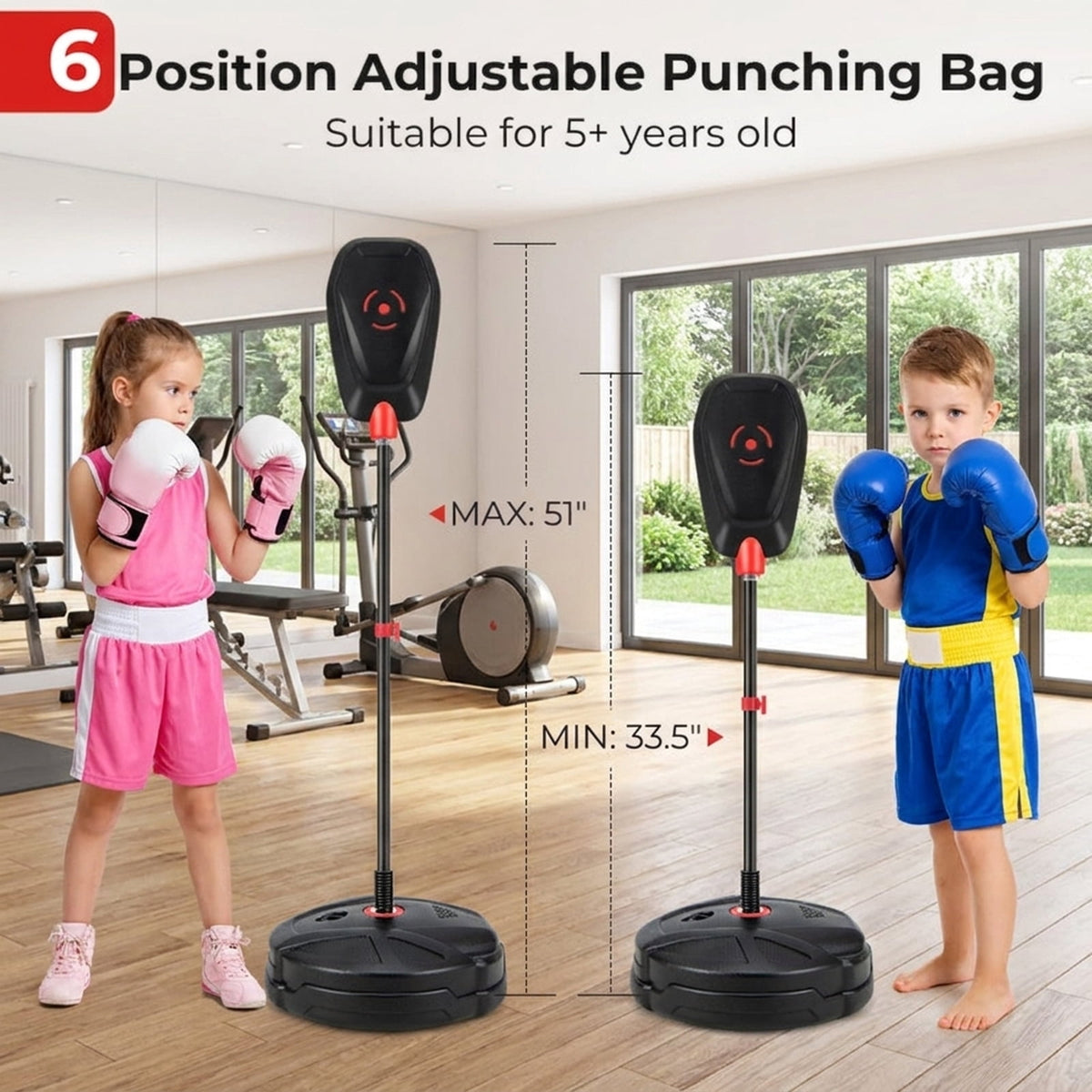 Airfind Heavy Duty Freestanding Punching Bag with Reinforced Canvas and Pre-Filled Sand Base and 12oz Boxing Gloves and Quick Assembly for Adults Home Training, Black