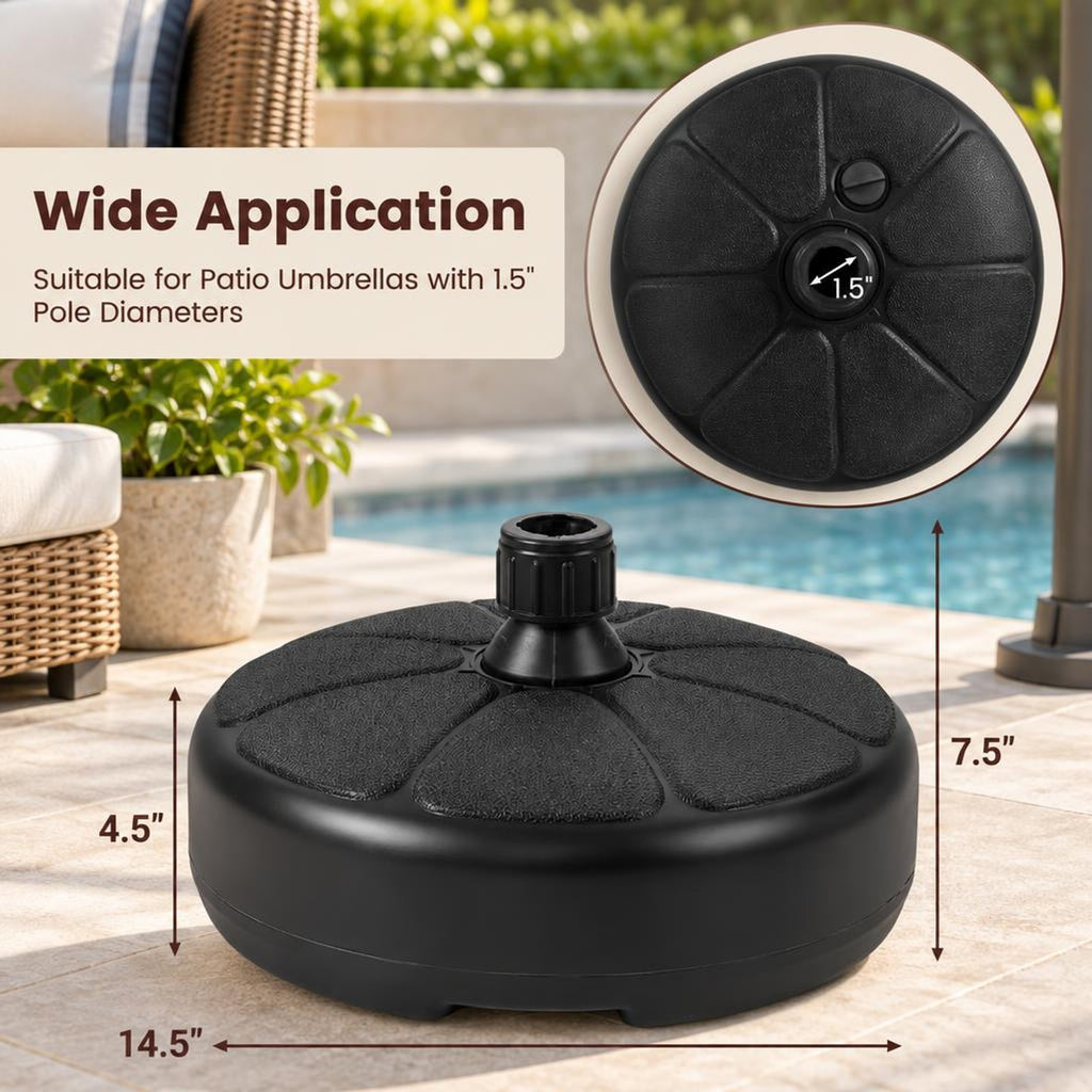 Airfind 27 lbs Fillable Round Umbrella Base Stand for Yard Garden Poolside, HDPE Frame, Black, easily set up or taken down no tools required