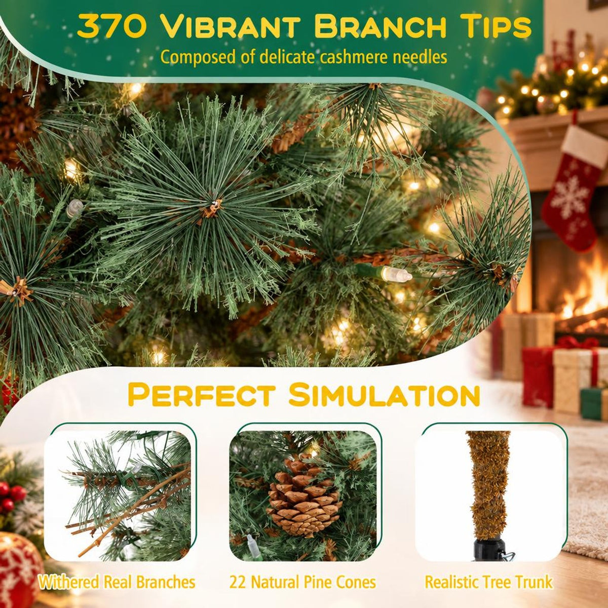 Airfind 6 Feet Artificial Christmas Tree Pre, PVC Metal Tree Height 8 ft / 7 ft /6 ft Tree Width 3.3 ft / 3 ft / 2.9 ft Frame, White