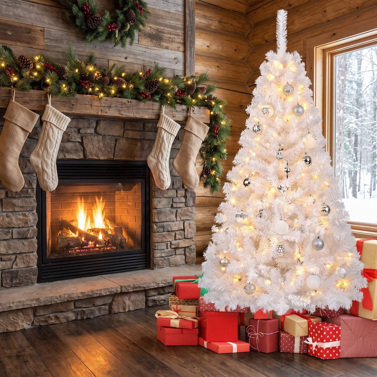 Airfind 6 Feet White Artificial PVC Christmas Tree with Stand-6 ft, PVC Frame, White, Made from brand new and high quality PVC