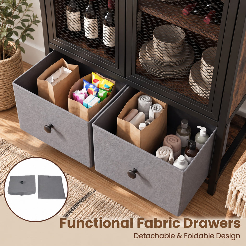 Airfind Industrial Coffee Bar Cabinet, Industrial Bar Cabinet with 2-Tier Storage Compartment, 88 lbs Capacity, Engineered Wood Metal PVC, Coffee