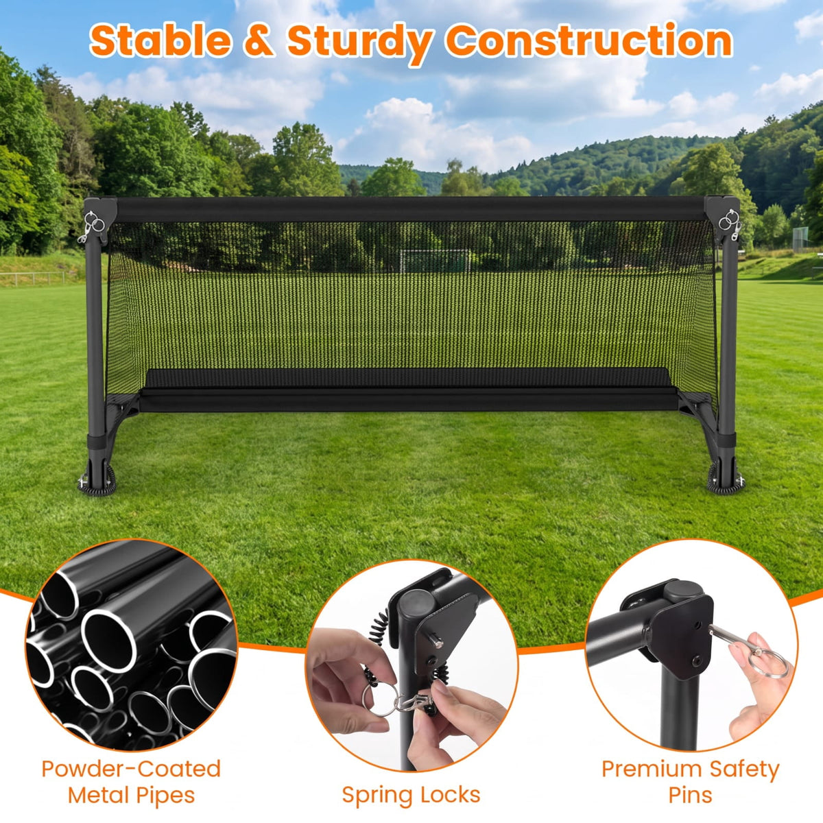 Airfind Portable Pop Up Soccer Goal for Kids with Heavy Duty Metal Frame and Ground Stakes for Backyard Training and Outdoor Practice, Black