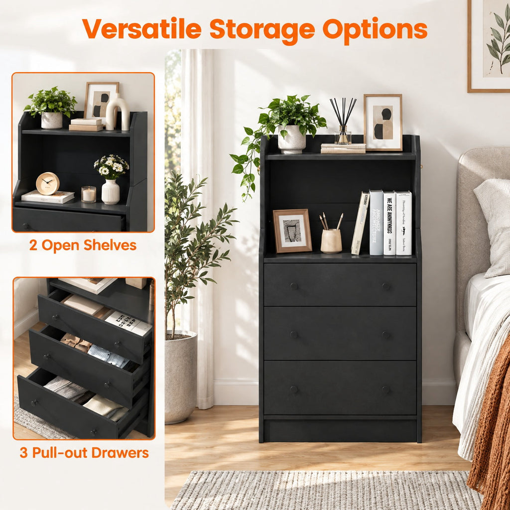 Airfind Modern Storage Dresser with Anti-toppling Device, 121 lbs Capacity, Engineered Wood Frame, 23 x 14 x 44 Footprint, Black