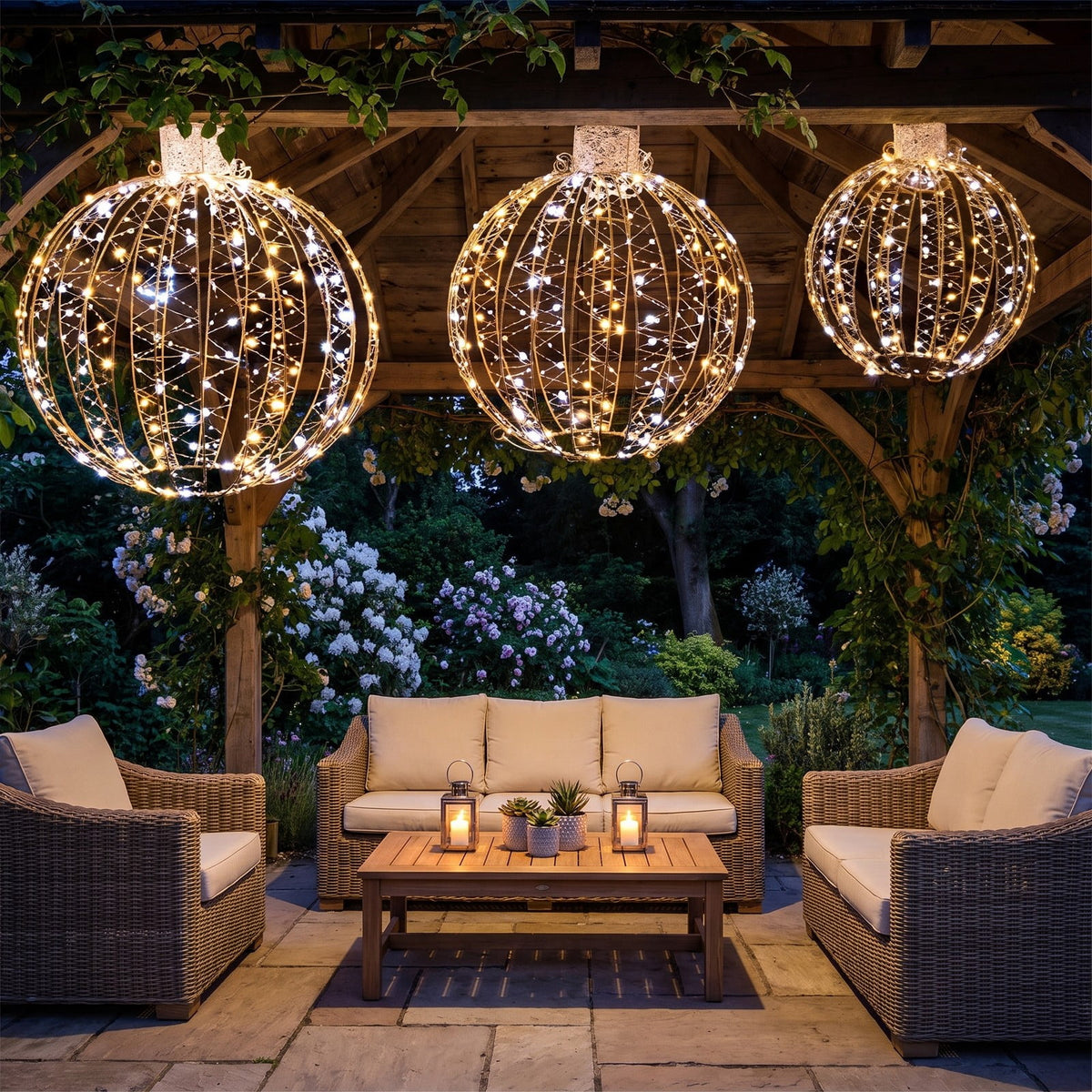 Airfind 3 Pack Christmas LED Light Balls with Cable Ties and 6 Stakes, Iron, 20.47 x 20.47 x 23.62 inch, Gold for Home, Patio and Everyday Use