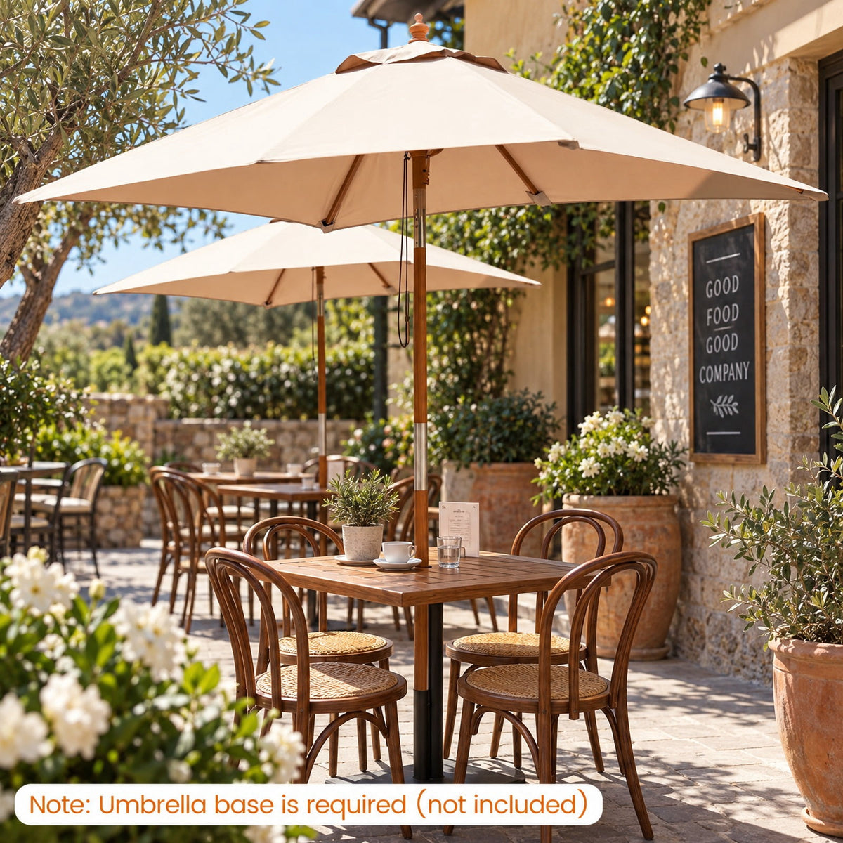 Airfind 7 Feet Outdoor Rectangular Patio Umbrella with 3 Adjustable Heights, Fabric Hardwood Bamboo Frame, 7 x 5.5 x 7.7 ft Umbrella Footprint