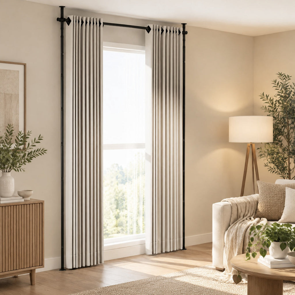 Airfind Room Divider Curtain Rod with Adjustable Floor to Ceiling Tension Rod No Drilling Required, 45 lbs Capacity, Metal Frame, Black