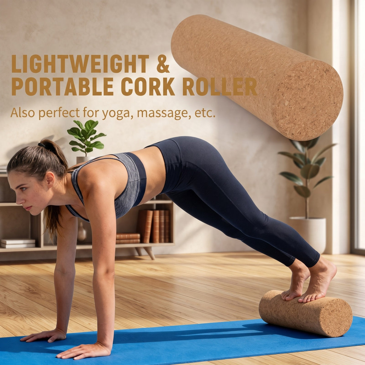Airfind Wooden Balance Board with Cork Roller and Storage Rack, 11-Ply Birch Wood Balance Trainer for Core Strength Coordination, Indoor Outdoor Sports Exercise, Blue