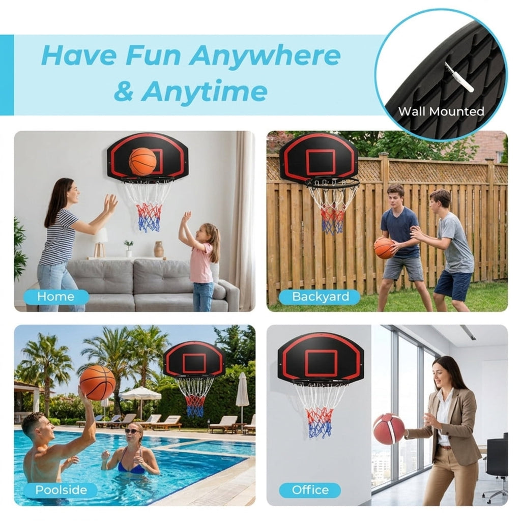 Airfind Wall-Mounted Mini Basketball Set for Kids Family Play, Black