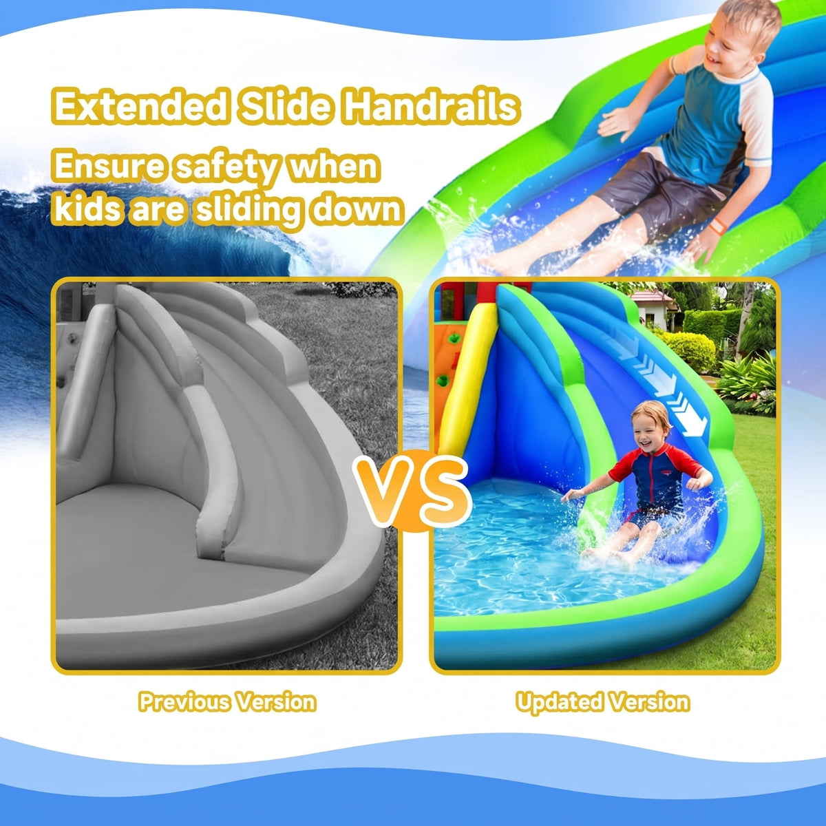 Airfind Inflatable Water Slide Bounce House with Upgraded Handrails, Dual Slides, Water Cannons, Climbing Wall, 216x212x116in for Kids 3-10