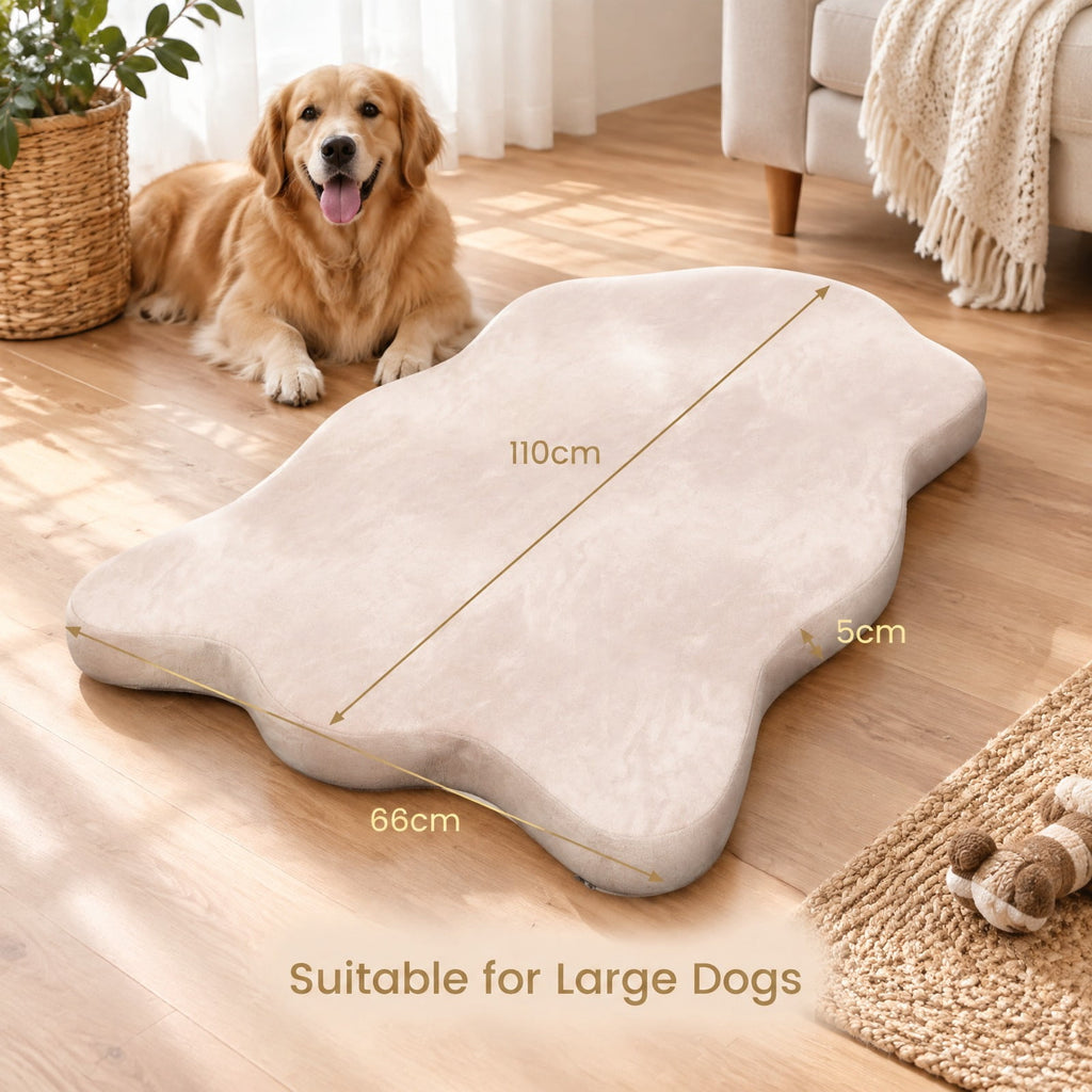 Airfind Orthopedic Dog Bed with Memory Foam Support for Large Dogs, 35D Memory Foam TPU Polyester Crystal Super Soft Fabric Frame, Beige