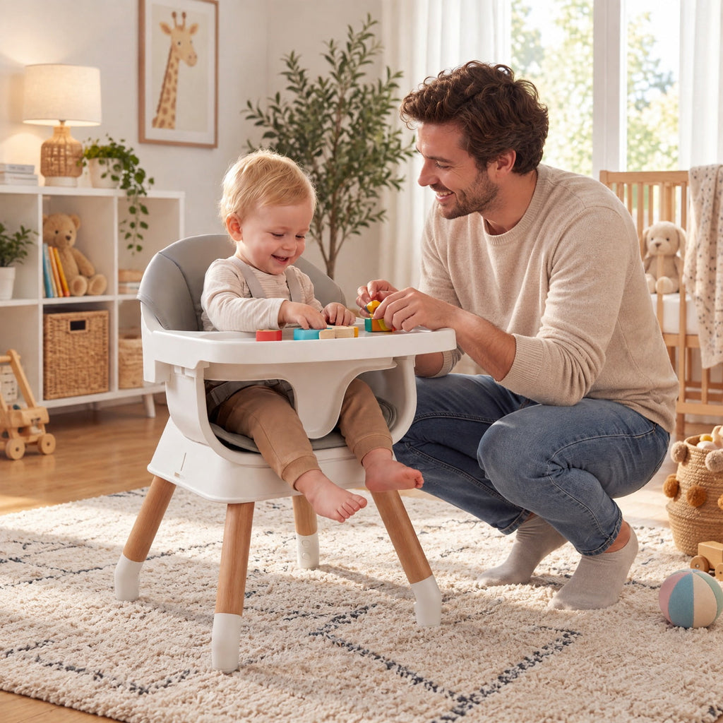 Airfind 9-in-1 Convertible High Chair with Solid Wood Legs for Babies and Toddlers, 33 lbs Capacity, PP Frame, for 6 months to 3 years old, White